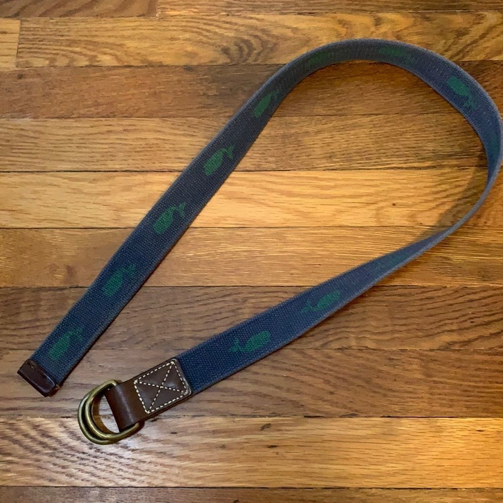 J. Crew Blue Woven Belt w/ Green Whales